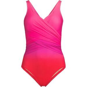 Land's End one piece slender suit firming soft compression pink multi ombré Var